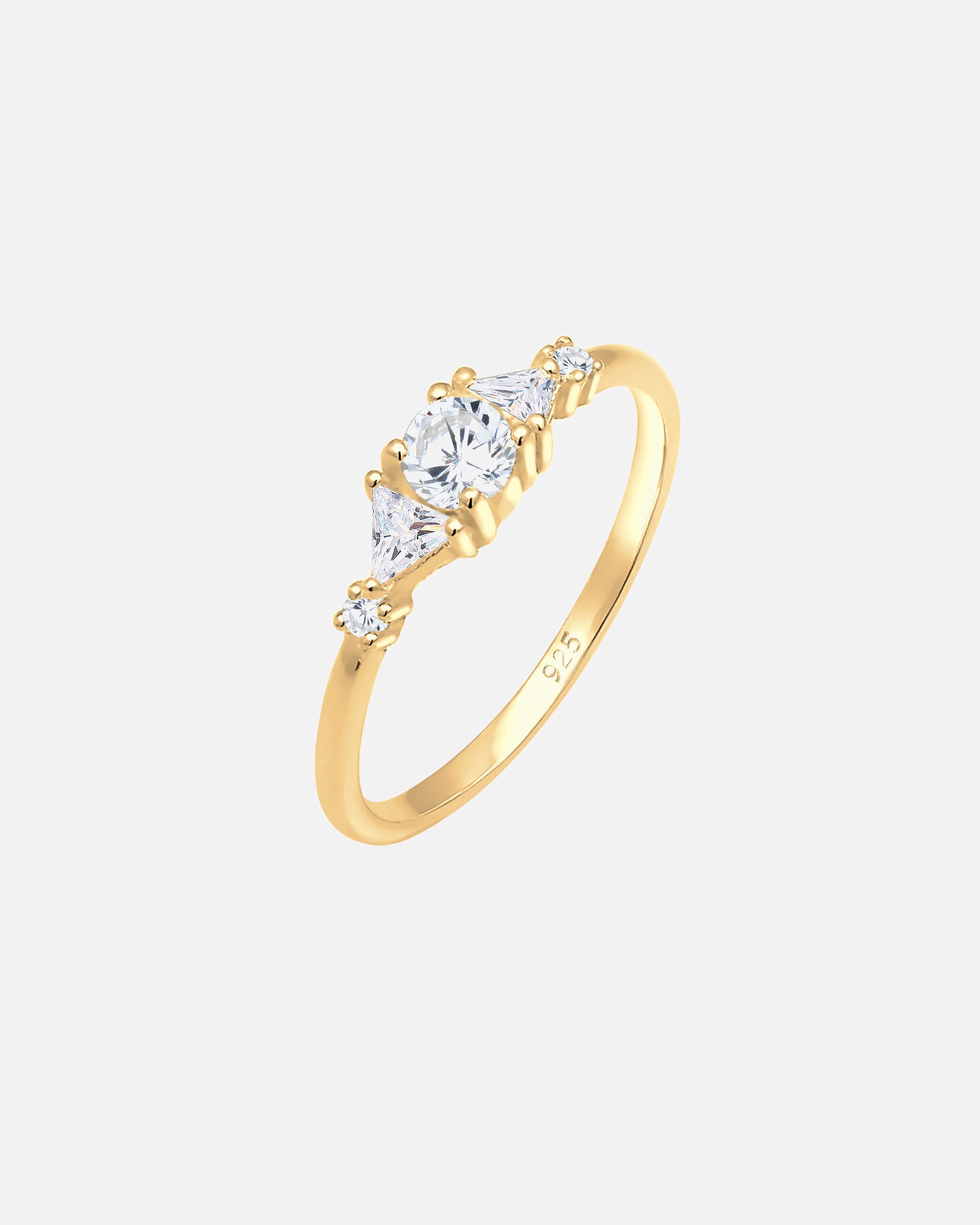 Elli PREMIUM női filigrán geometrikus csillogó gyűrű cirkónia kristályokkal, 925 sterling ezüstből, aranyozott