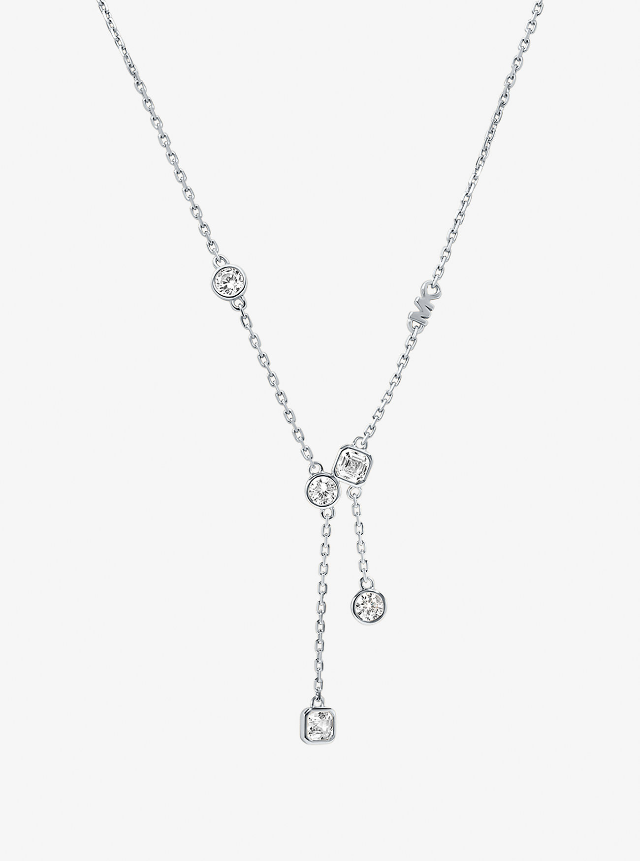 Precious Metal-Plated Sterling Silver Bezel Necklace - SILVER