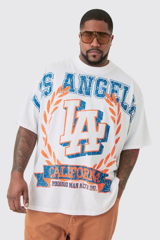 Plus weißes T-Shirt mit Los Angeles Print
