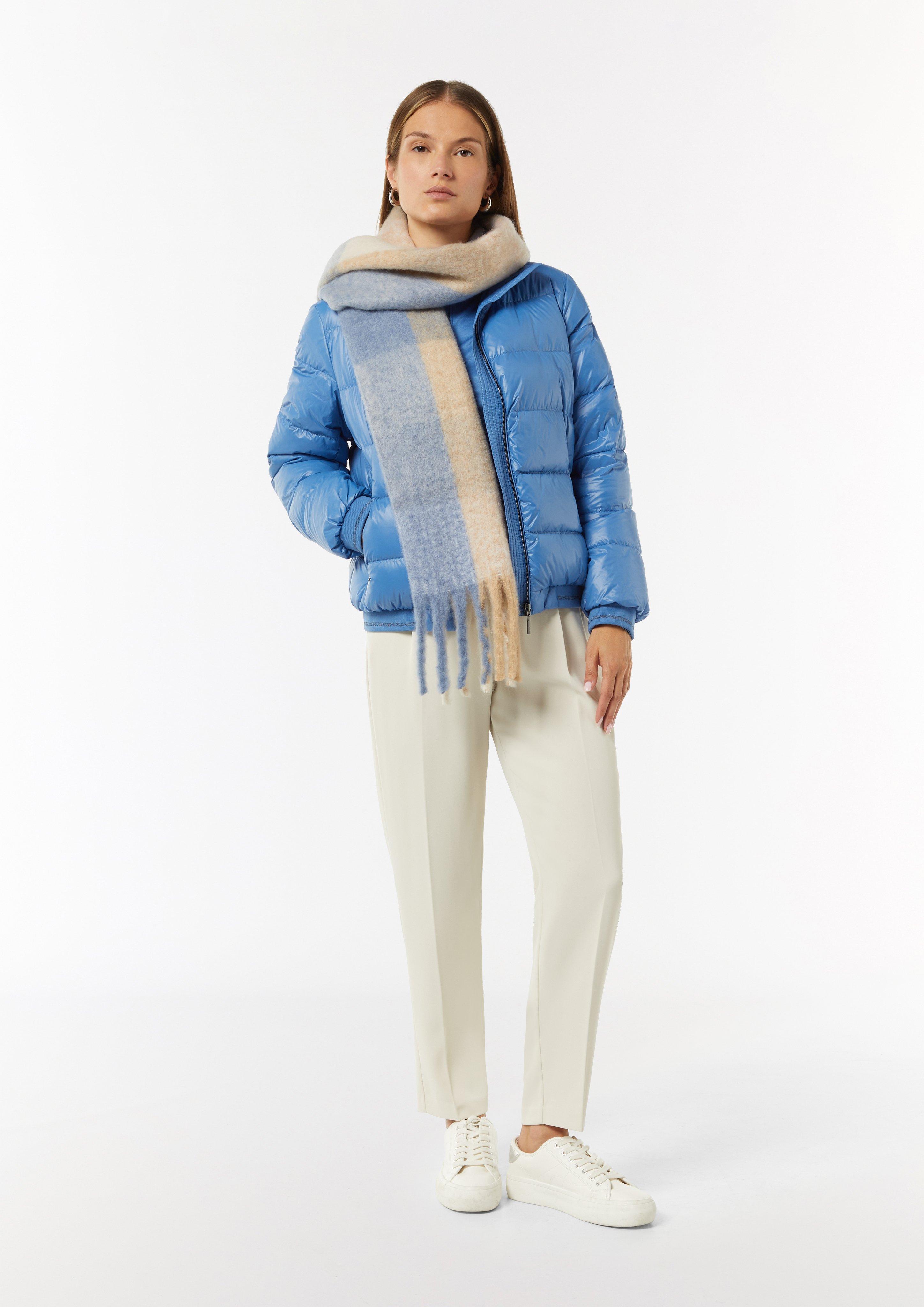 Pufferjacke mit Stehkragen und Rippbündchen - royalblau