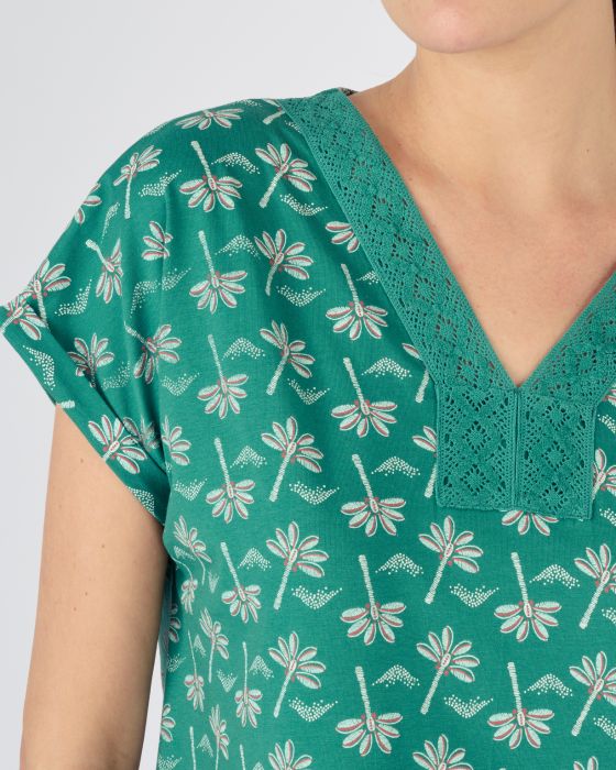 Chemise de nuit dentelle pur coton peigné