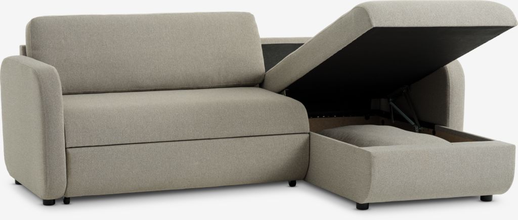 Canapé-lit MOMMARK avec méridienne, tissu beige MOMMARK