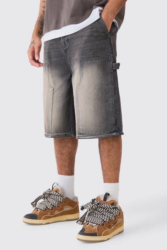 Graue Denim-Jorts mit Detail