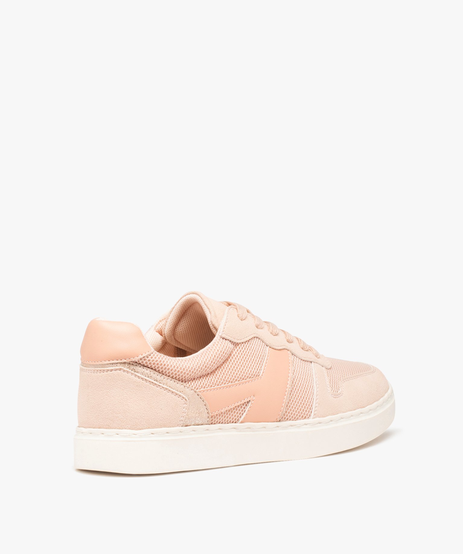 Baskets femme unies multi-matières à lacets rose | GEMO