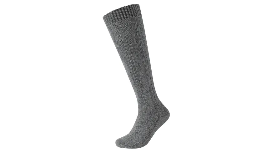 camano Unisex Wiesn Kniestrümpfe Cosy Cable Stitch grey