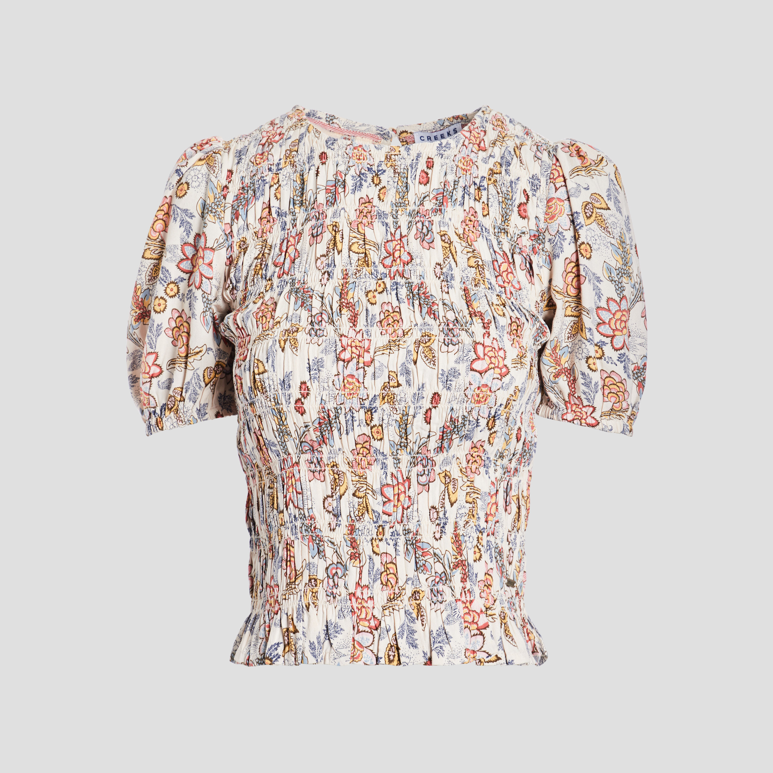 Blouse manches courtes smockée beige femme | La Halle