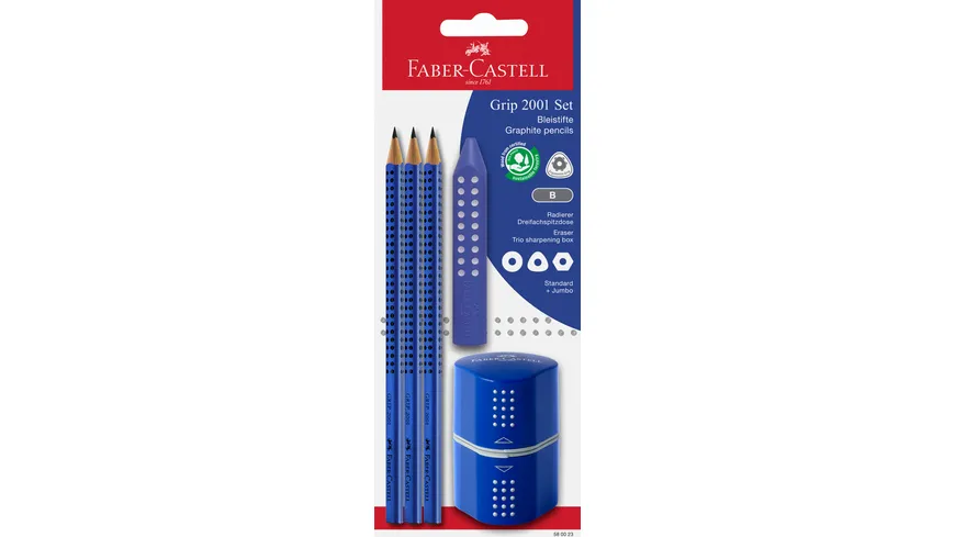 FABER-CASTELL Bleistiftset GRIP 2001 SB blau