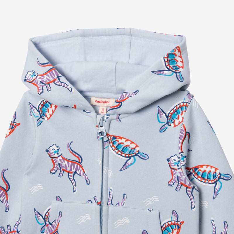 Cardigan bébé garçon tigres et tortues bleu Catimini