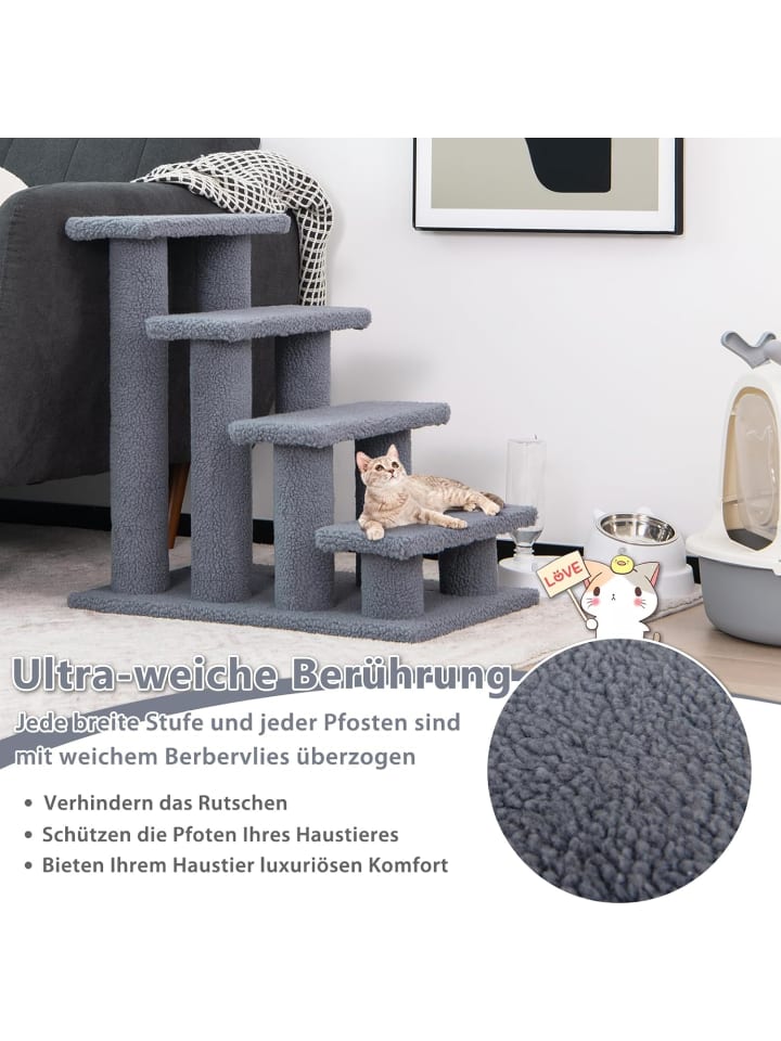 COSTWAY Katzentreppe in Grau günstig kaufen 60 cm