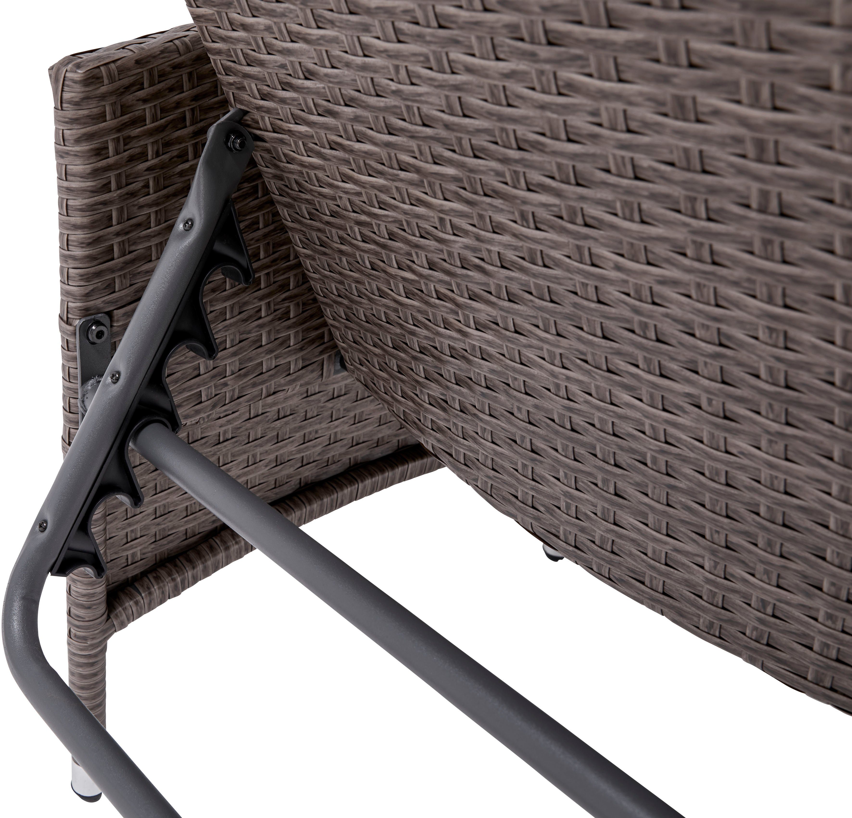 KONIFERA Gartenliege Mailand, Set, 5 St., 2x Liege, 1x Tisch 42x42x48, Stahl /Polyrattan, inkl. Auflagen