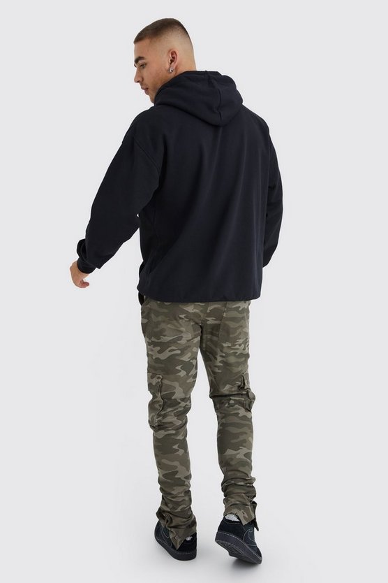 Skinny Camouflage Cargo-Hose mit Druckknöpfen