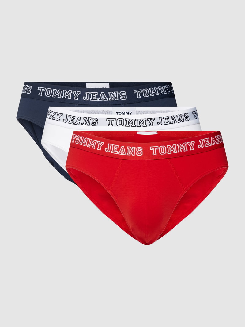 Slip mit Logo-Stitching im 3er-Pack in rot