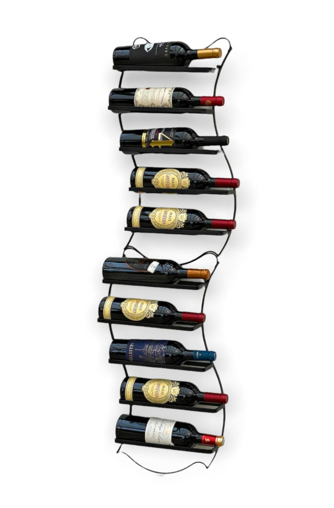 DanDiBo Weinregal 2er Set Weinregal Metall Schwarz Wand erweiterbar für 10 Flaschen Lento Flaschenregal 96270 Flaschenständer Weinflaschenhalter Flaschenhalter, für 0,7 L, 0,75 L und 1 L Flaschen