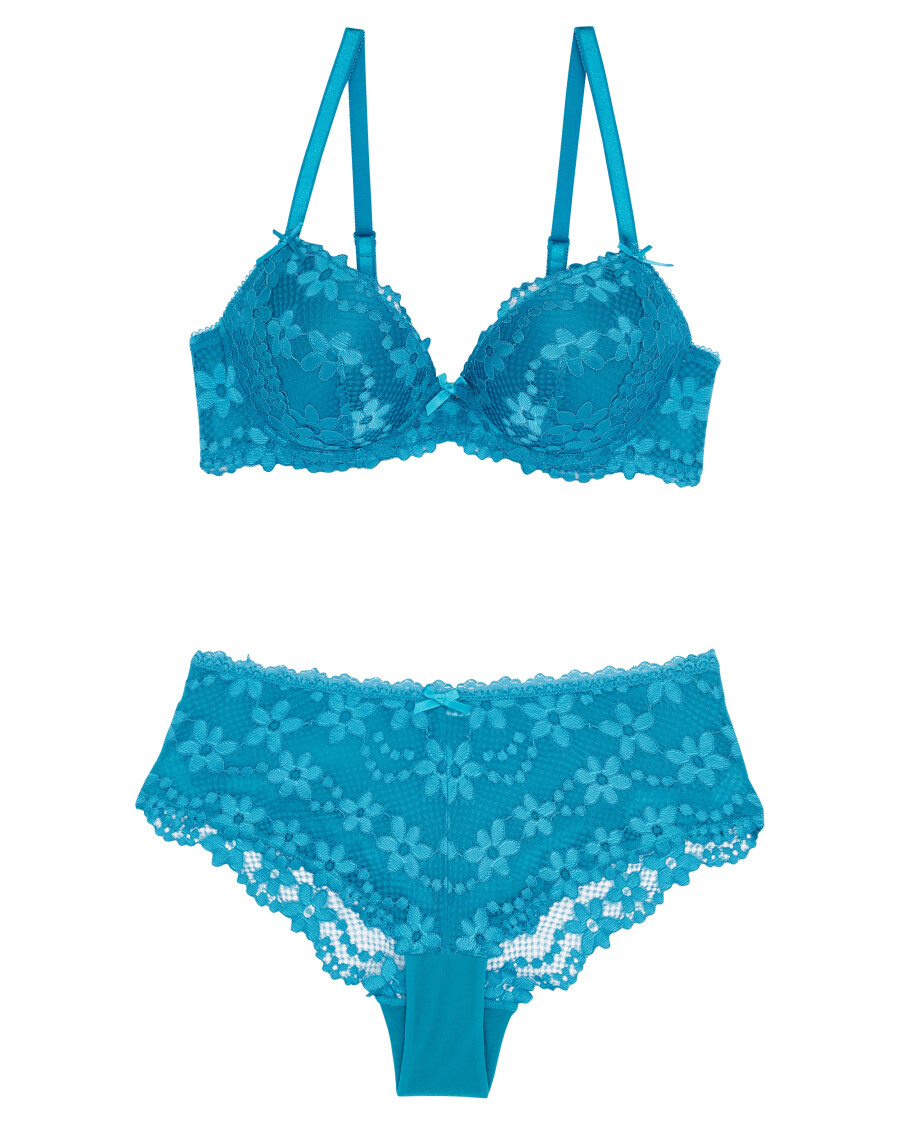 Push-up-BH + Panty mit Spitze
