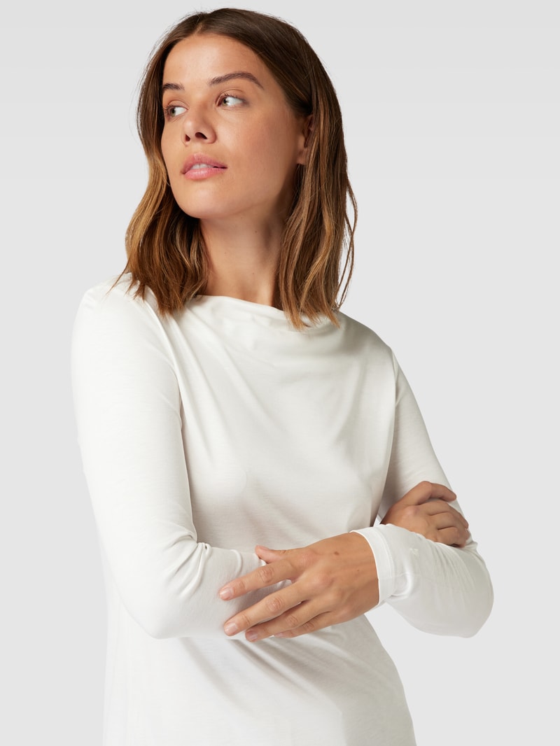 Longsleeve aus Viskose mit Logo-Stitching in weiß