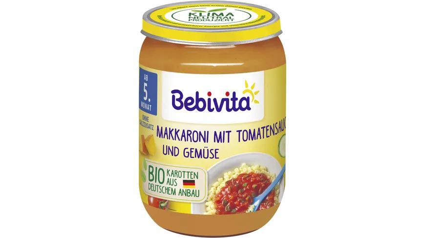 Bebivita Bio Menüs: Makkaroni mit Tomatensauce und Gemüse 190 g