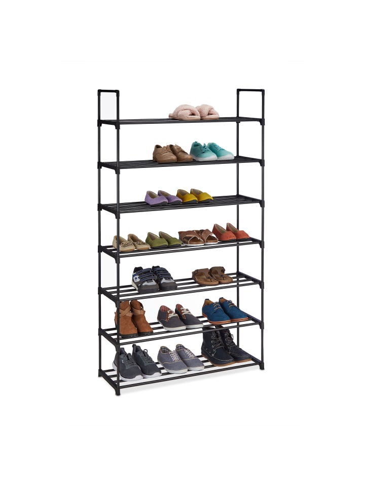 relaxdays Schuhregal in Schwarz - (B)90,5 x (H)160,5 x (T)30,5 cm günstig kaufen onesize