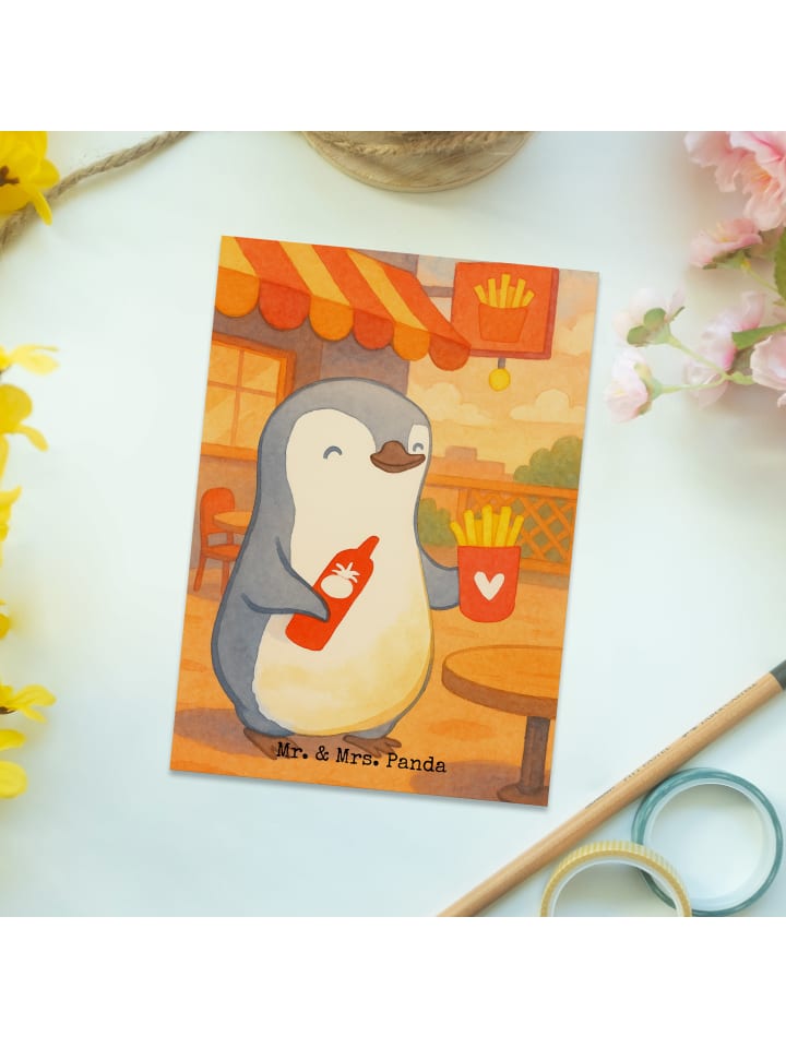 Mr. & Mrs. Panda Postkarte Pinguin Pommes Design ohne Spruch in Weiß günstig kaufen onesize