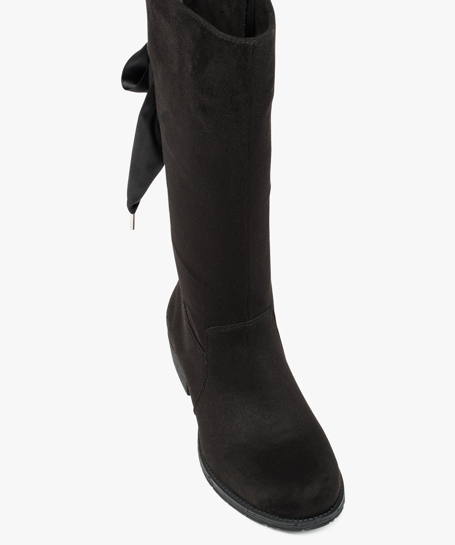 Bottes fille avec lacets rubans à l'arrière noir | GEMO