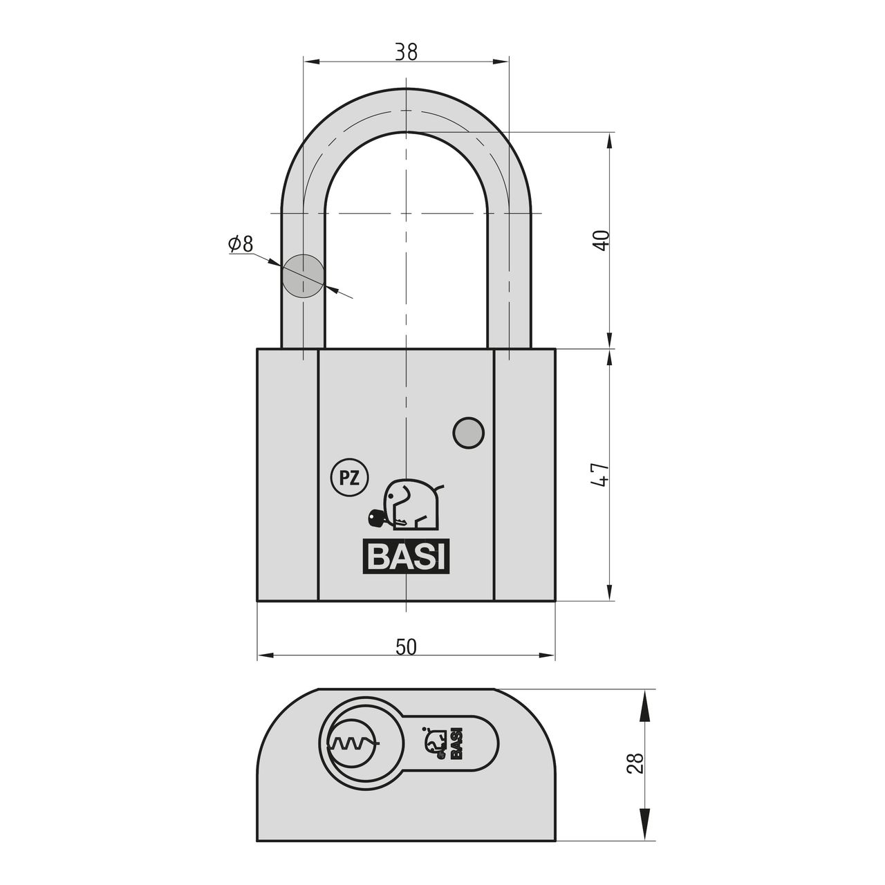 Basi Vorhangschloss - VHS PZ - 40 mm