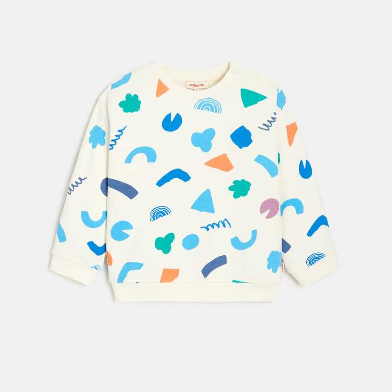 Sweat bébé garçon molleton motifs géométriques blanc Catimini