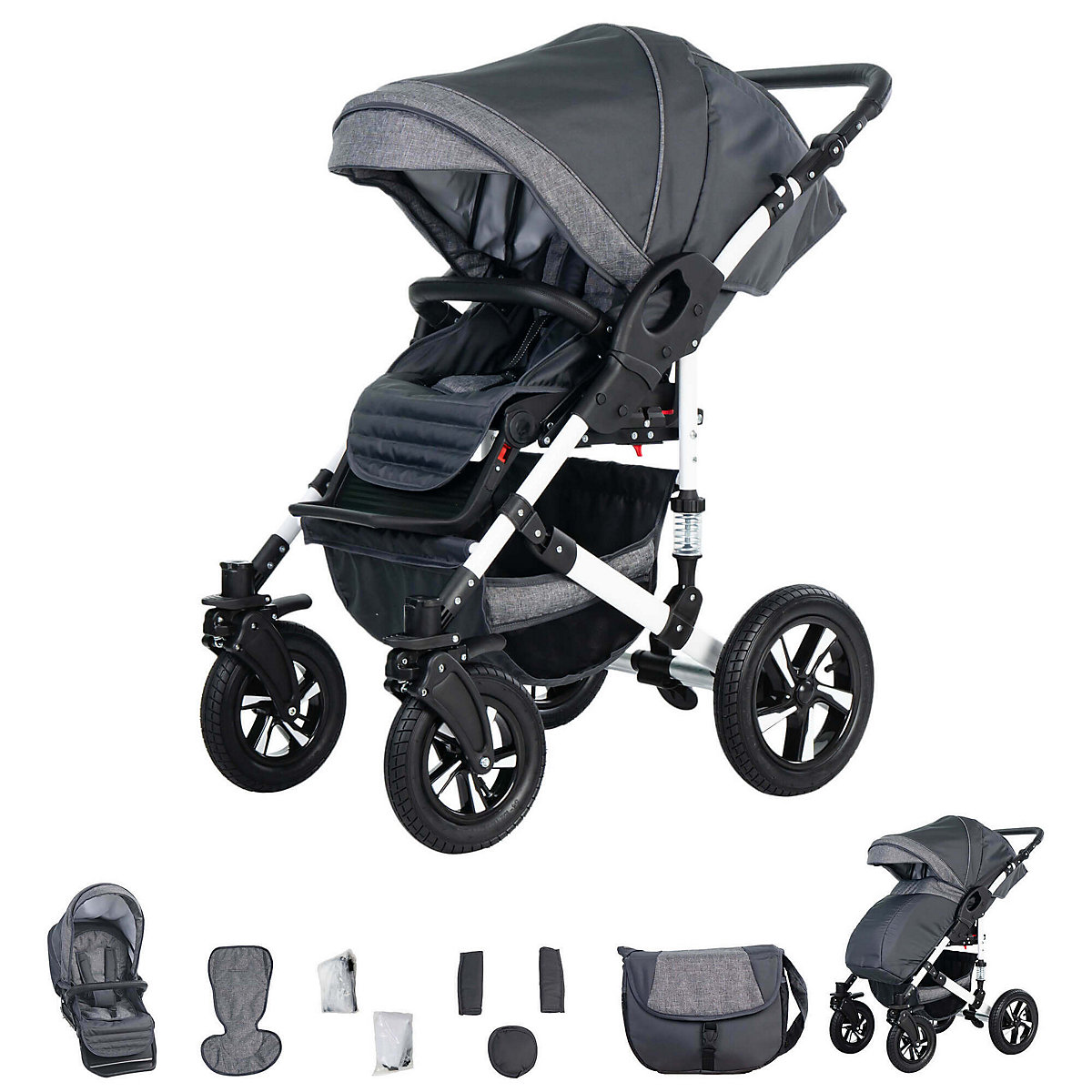 Hamburg | 3 in 1 Kombi Kinderwagen Komplettset | Hartgummireifen Kombikinderwagen