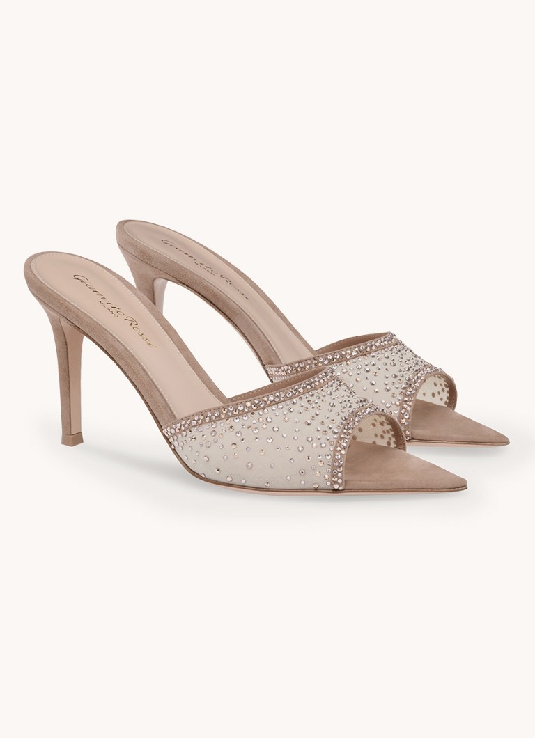 Gianvito Rossi Rania 85 suede mule with rhinestones