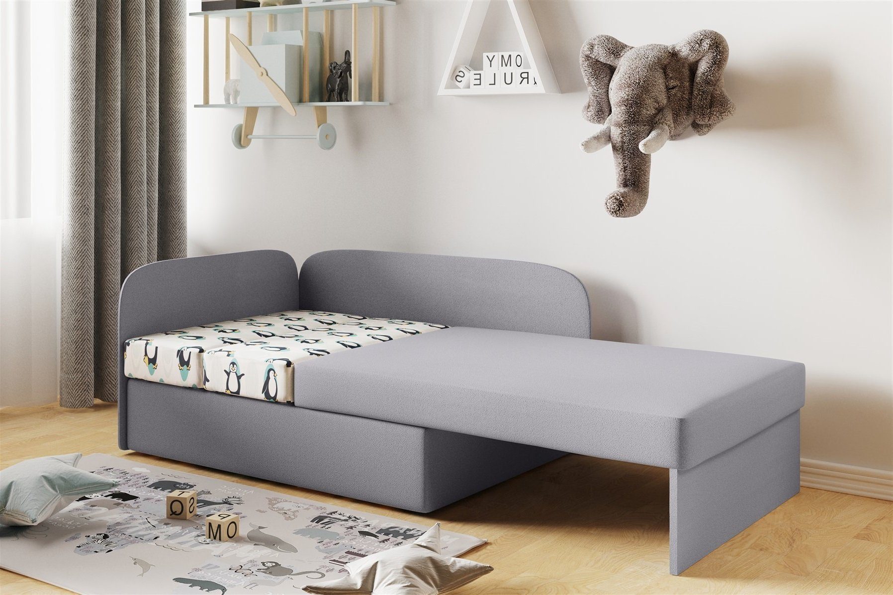 Fun Möbel Kindersofa Sofa Kindersofa Schlafsofa inkl. Bettkasten MAILO Seite Li o. Re, mit Schlaffunktion