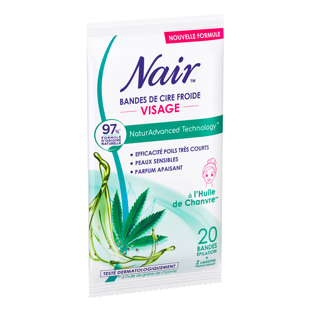 nair Bandes de cire froide Visage à l'huile de chanvre Bandes de cire froide