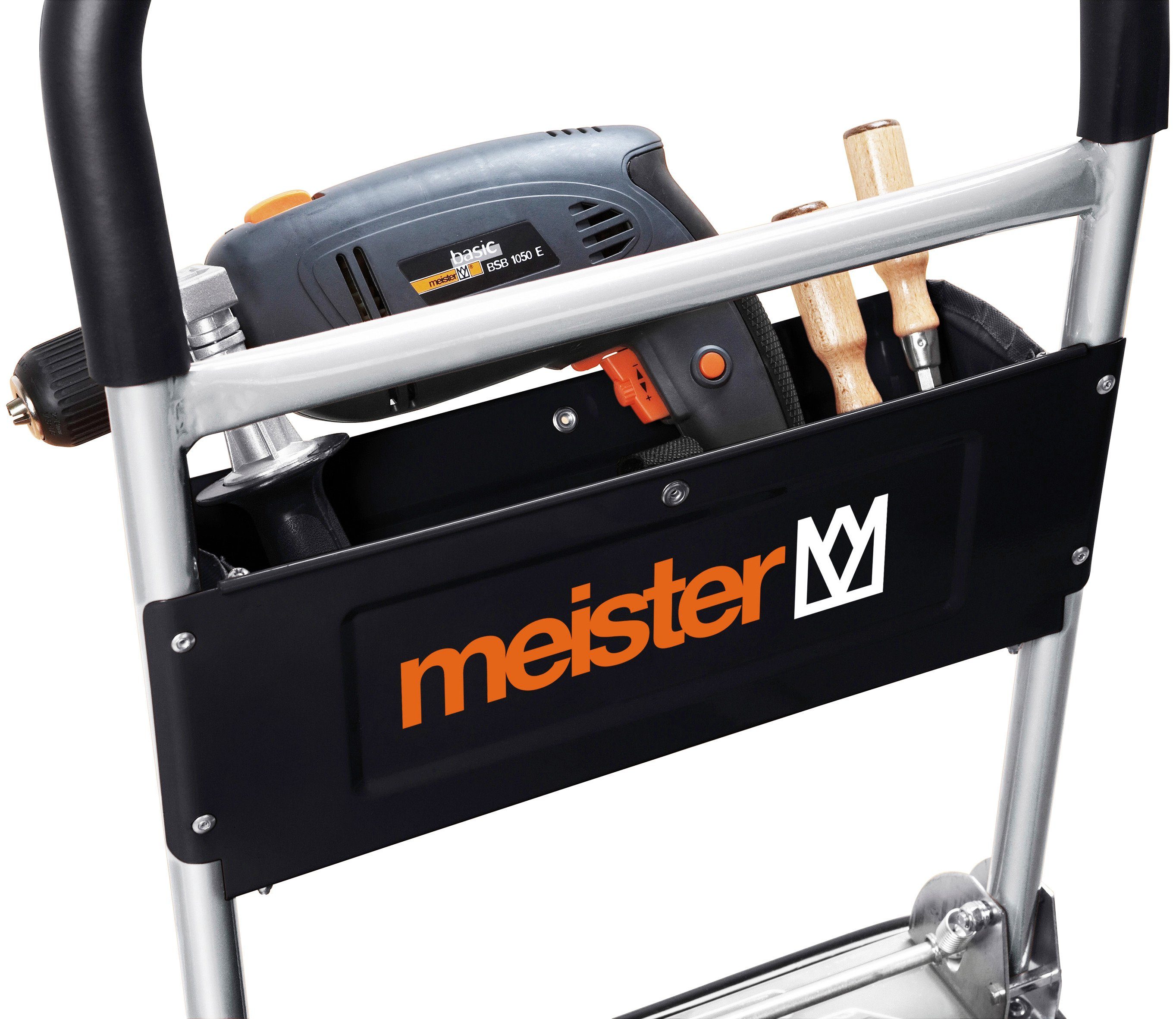 meister Transportwagen cut-off, Klappwagen / 8985620, bis 150 kg Tragkraft, Feststellbremse, Lenkrollen, Antirutschbesch.