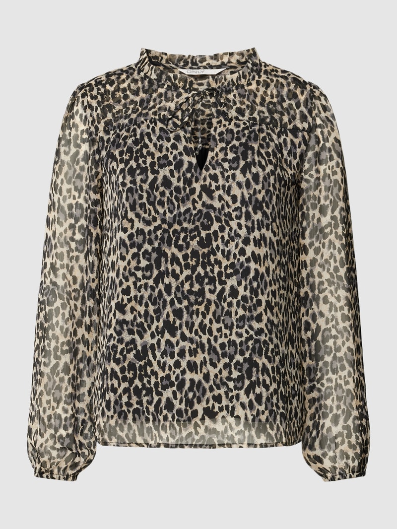 Blusenshirt mit Leopardenmuster Modell 'Ditsy' in schwarz