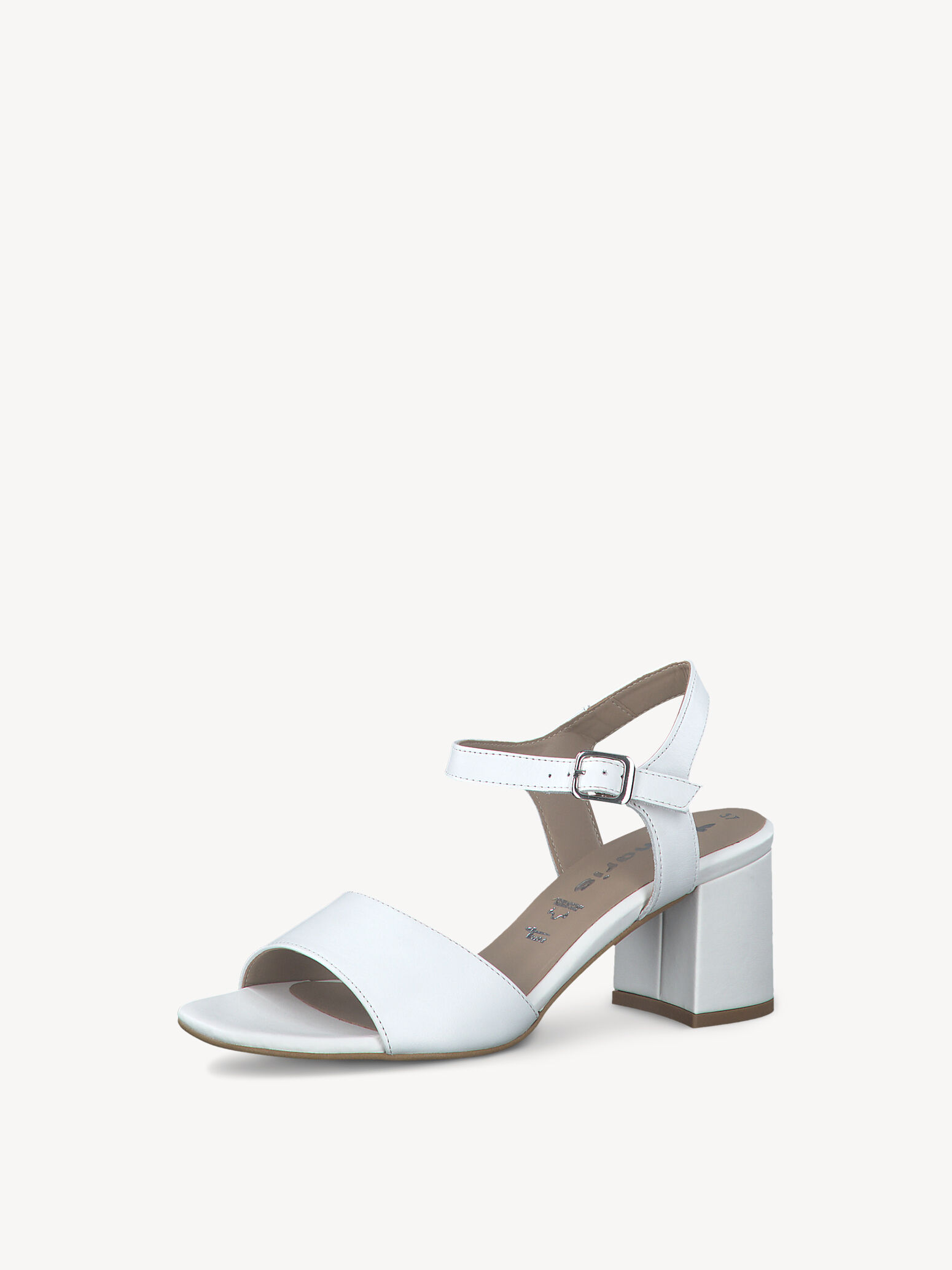 Sandale à talon en cuir - blanc