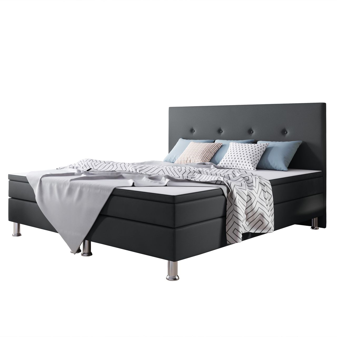 IHG Boxspringbett Jump 180x200 Webstoff Anthrazit Typ 2