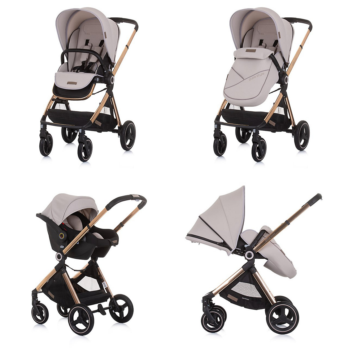 Kinderwagen Elite 3 in 1, Autositz, Babywanne Kombikinderwagen