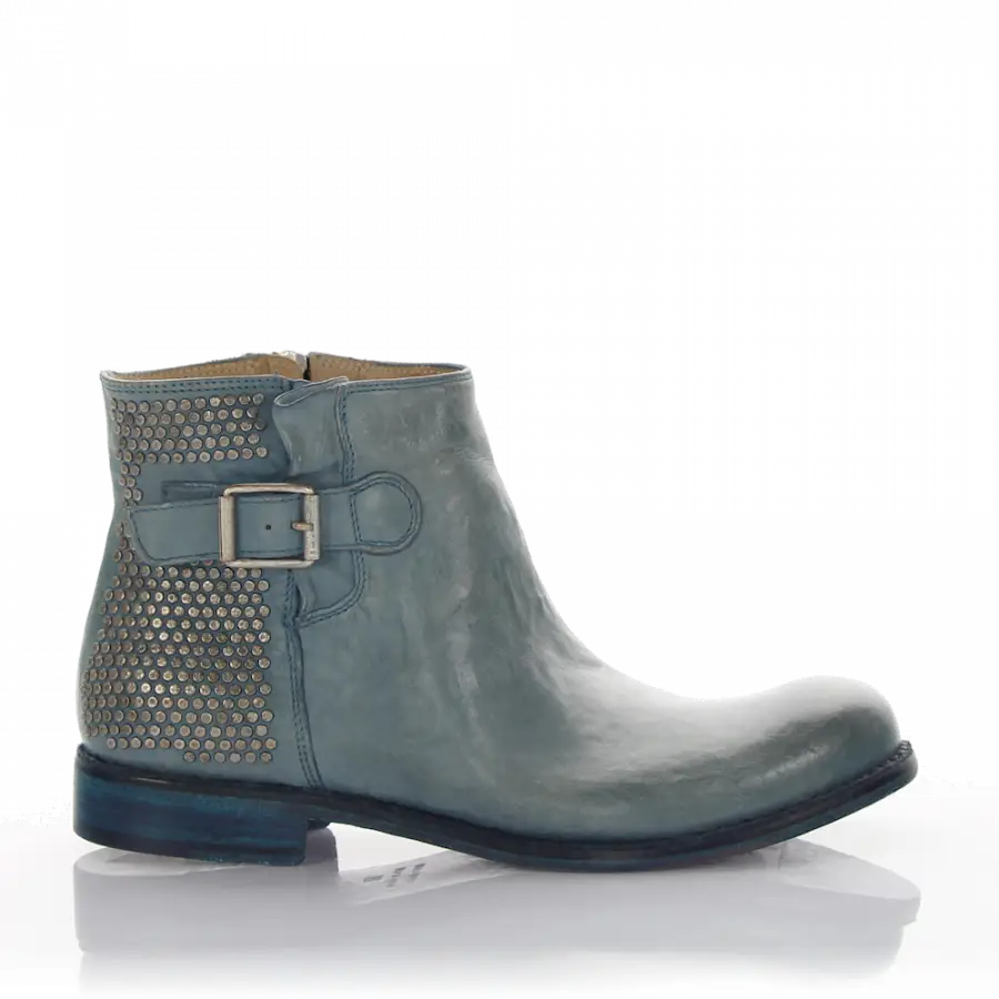 Rossano Bisconti - Cowboy-/ Bikerstiefeletten Kalbsleder Nieten blau - blau
