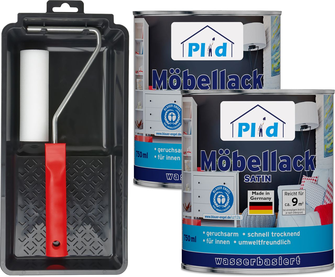 Plid Premium Möbellack Weisslack Türenlack Holzlack Lackierset Weiß - Seidenglänzend