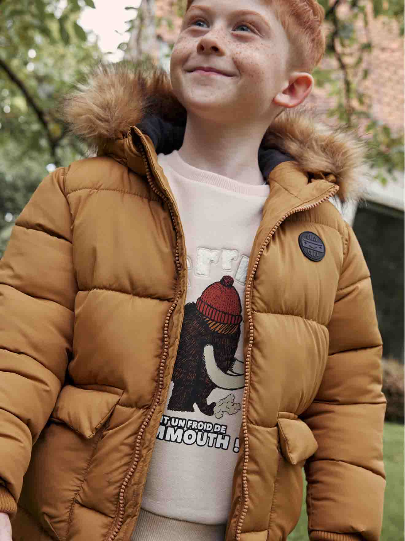 Vertbaudet Jungen Jacke & Handschuhe mit Recyclingmaterial - braun