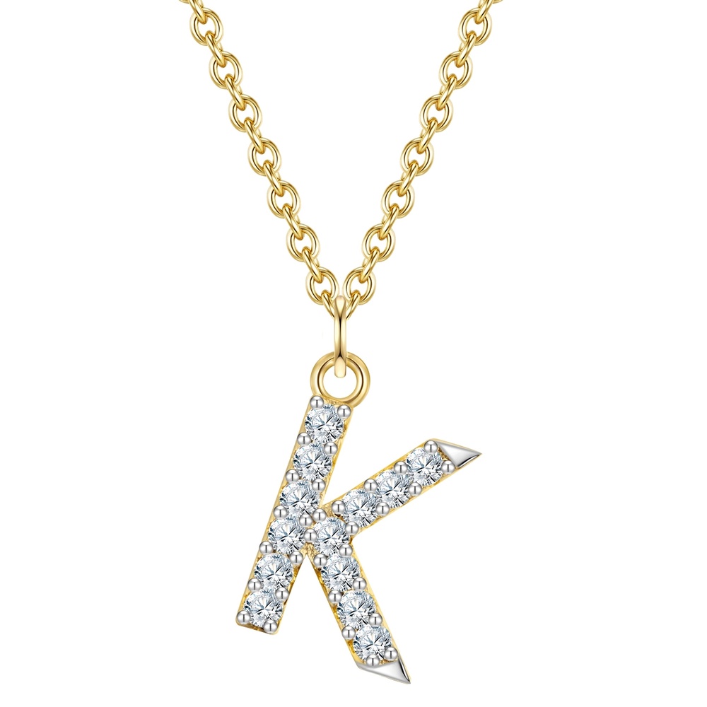 Glanzstücke München Collier en argent Lettre K Argent sterling Oxyde de zirconium (CZ) en Or jaune collier