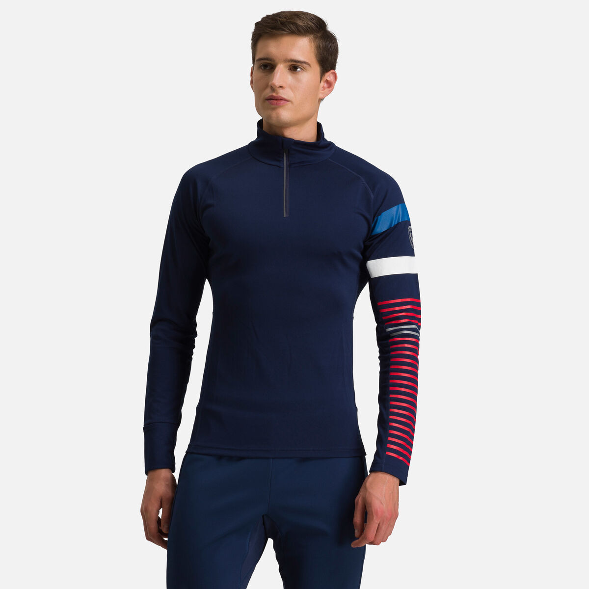 Herren-Baselayer-Oberteil Poursuite mit halbem Reißverschluss