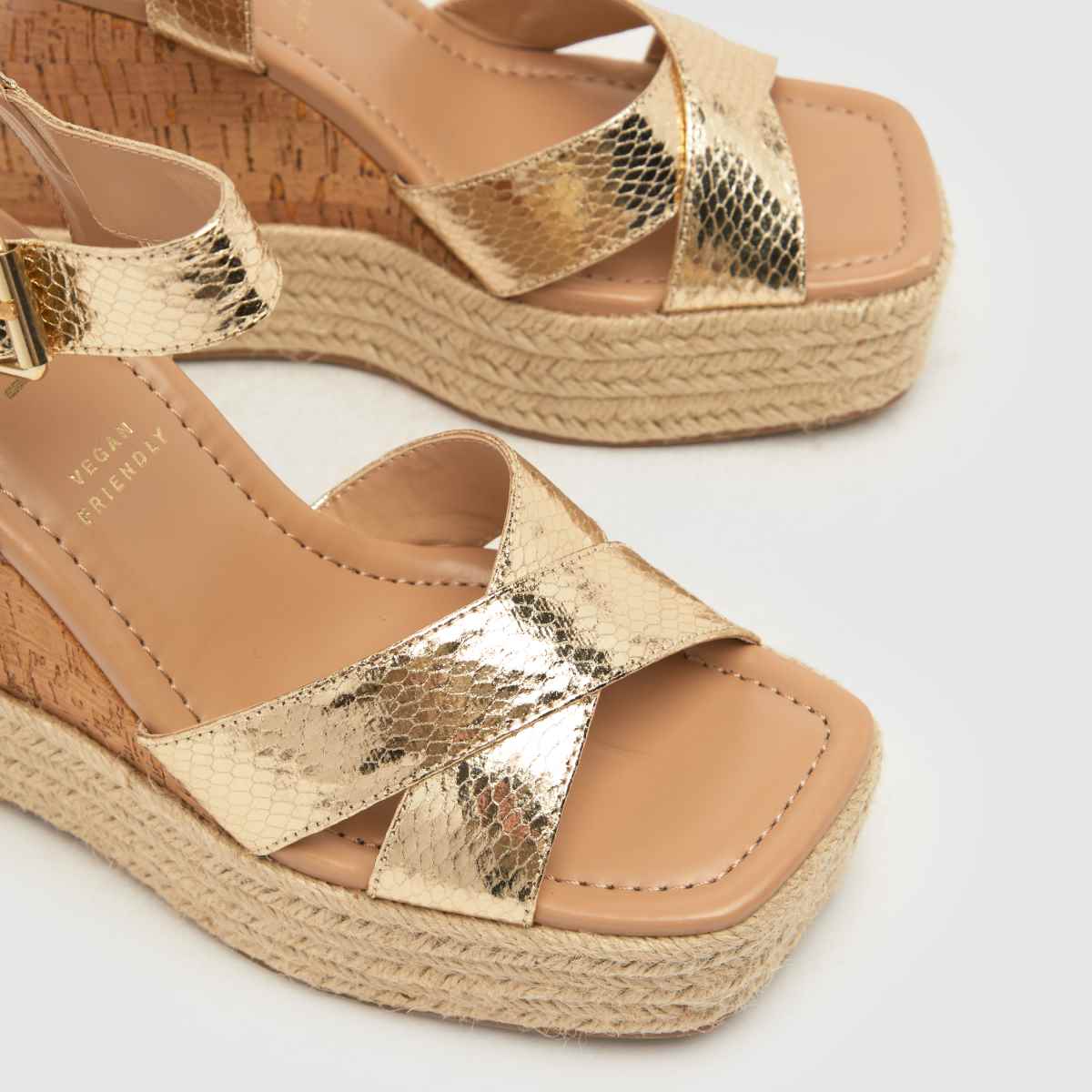 Schuh Valley parafa espadrille ékszandál arany színben