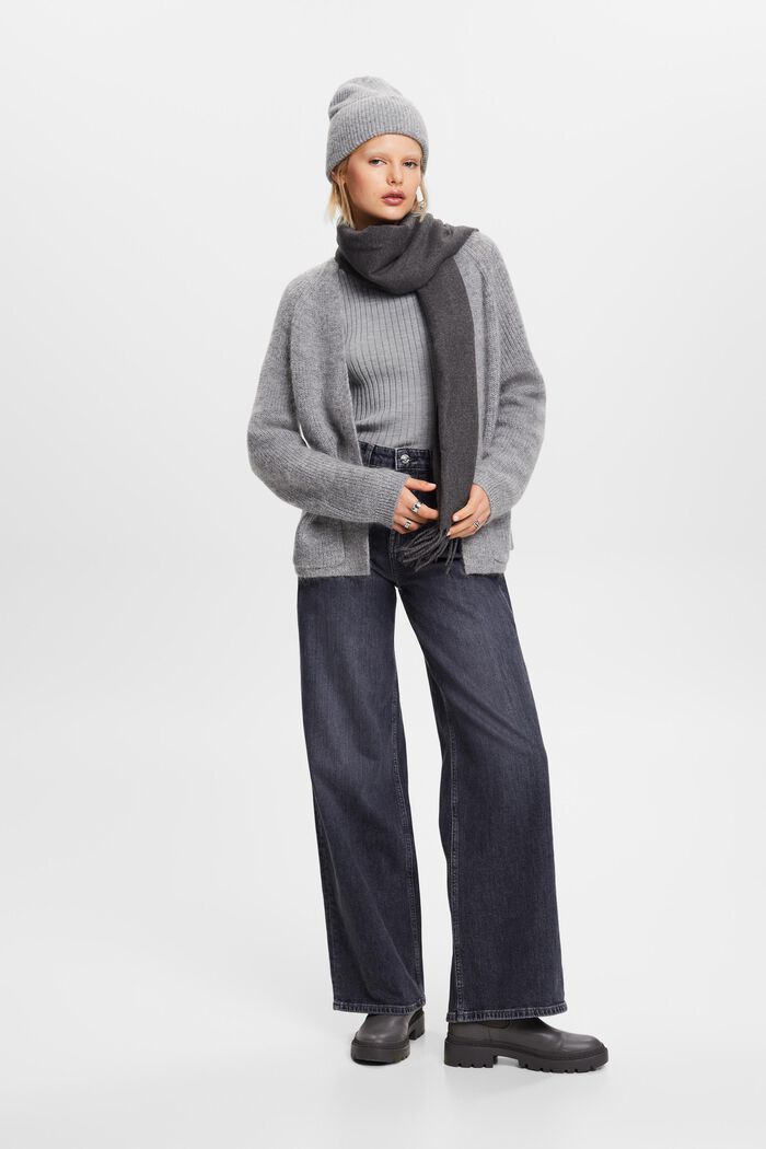 Offener Rippstrick-Cardigan