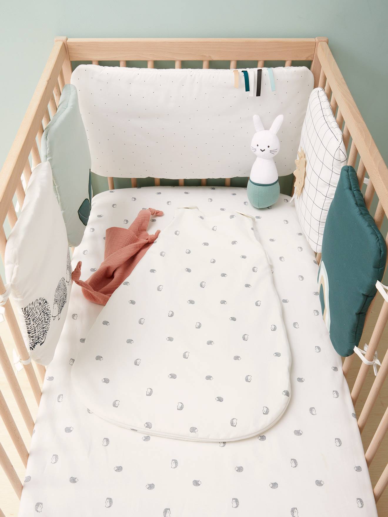 Tour de lit / tour de parc modulable Bio Collection LOVELY NATURE ivoire / multicolore