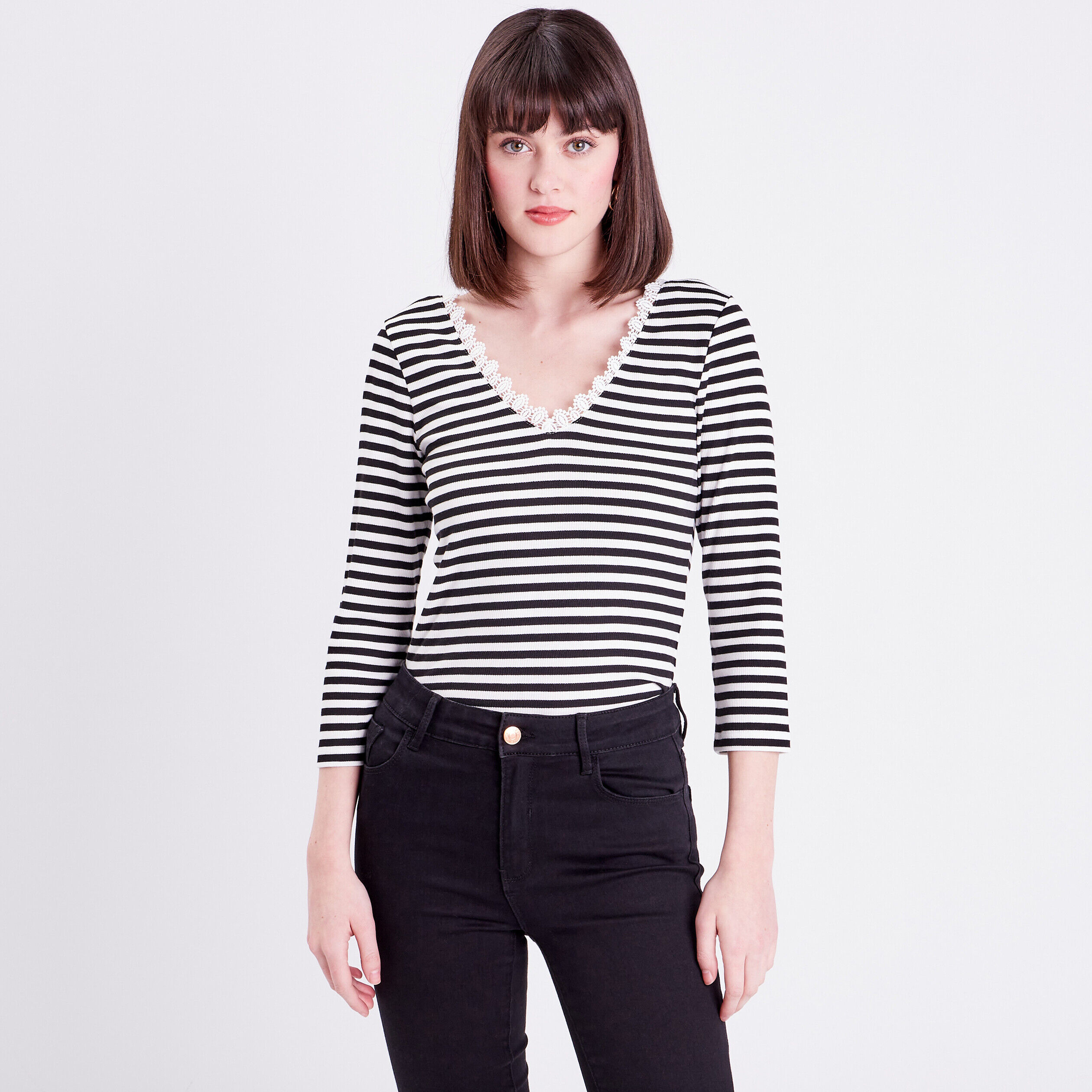 T-shirt manches 3/4 beige femme | Cache Cache