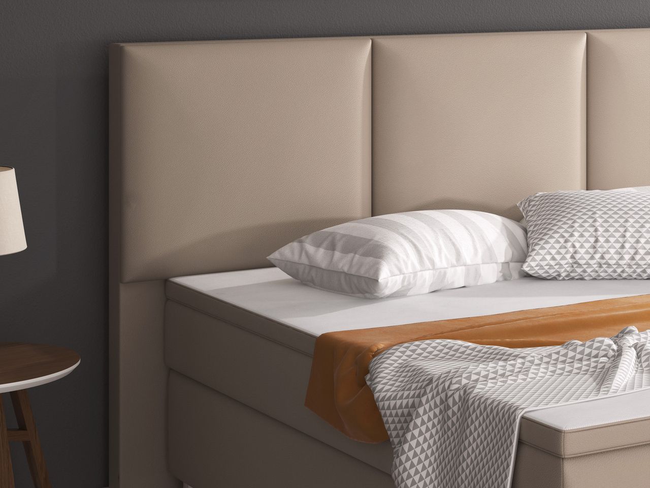 IHG Boxspringbett Oslo 180x200 cm Kunstleder Muddy