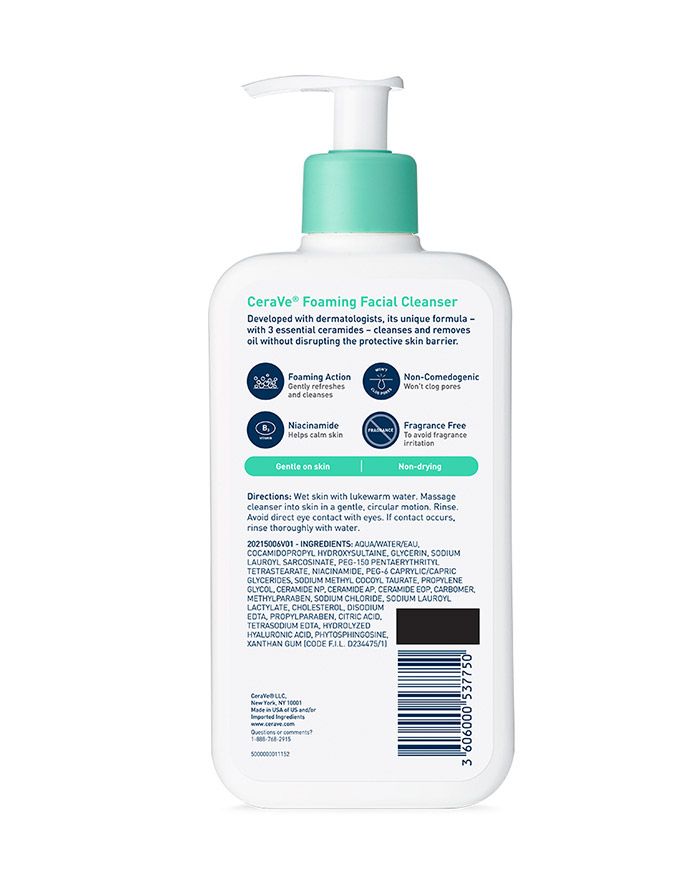 Nettoyant visage moussant. Gel nettoyant moussant pour peaux normales à grasses.
