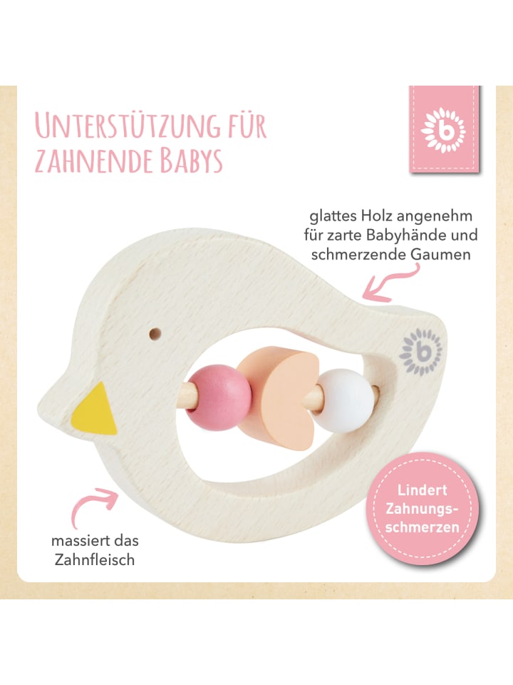 Bieco Spielwaren Beißring Holz Vogel - ab Geburt in Orange günstig kaufen onesize