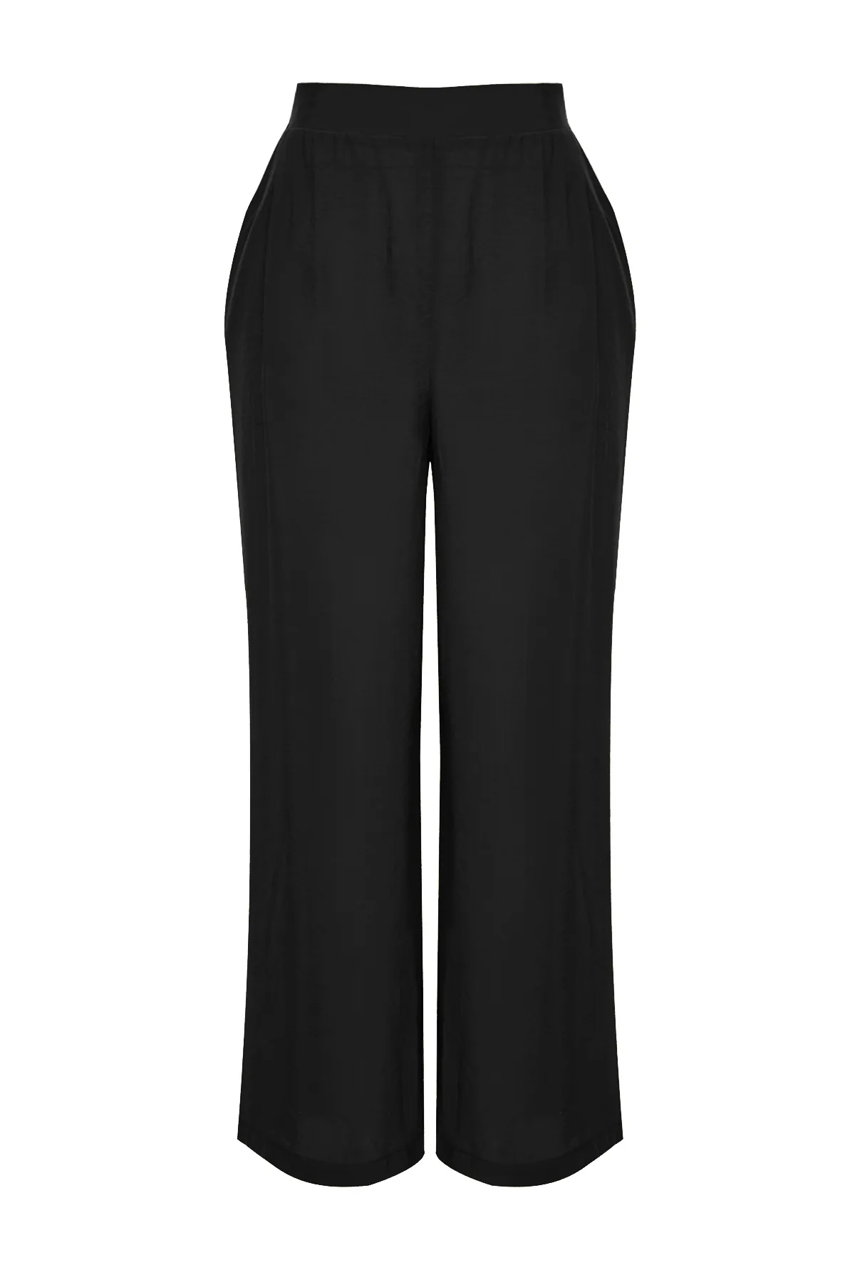 Trendyol Curve  Schwarze gewebte Hose mit weitem Bein TBBSS24AR00011