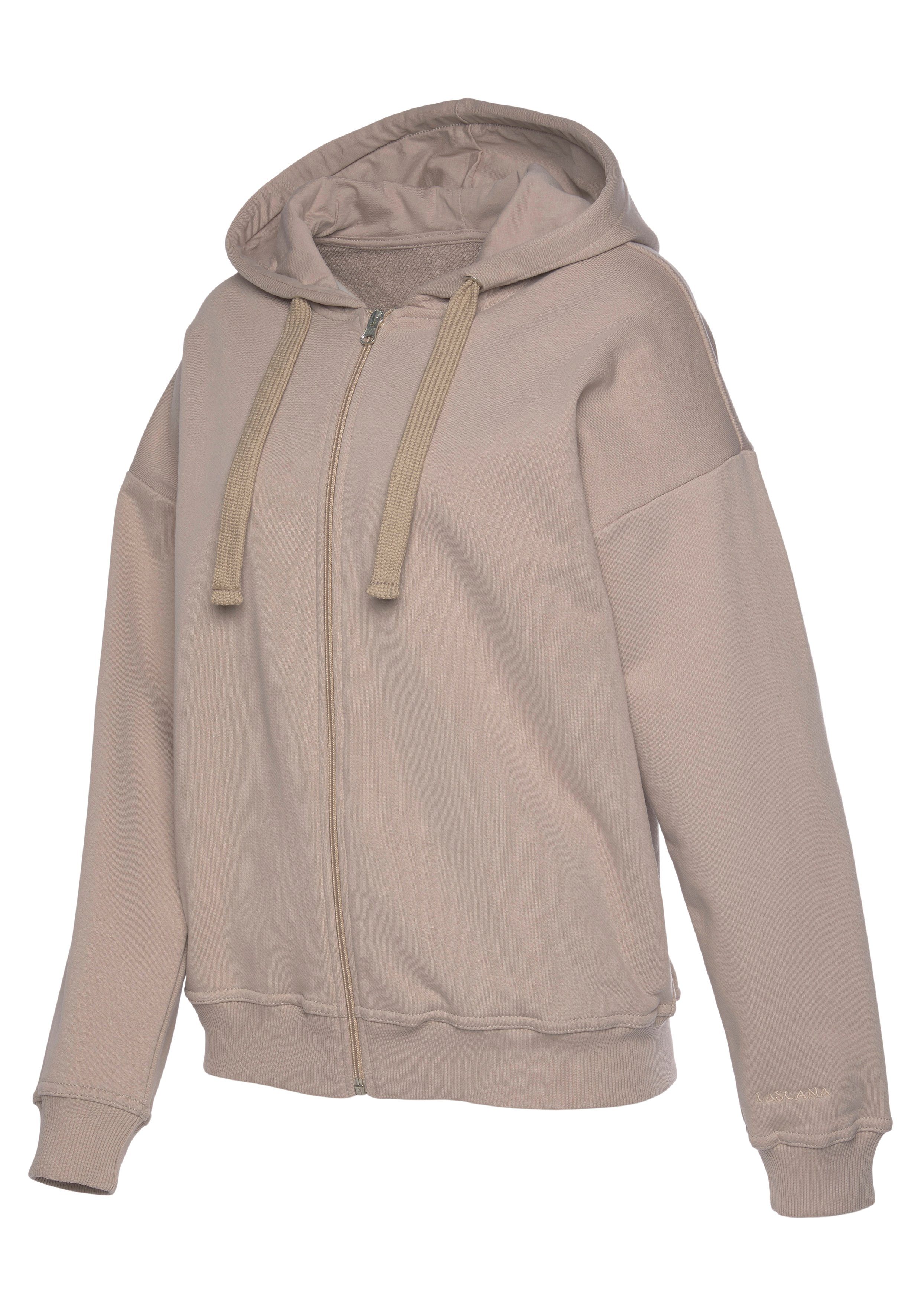 LASCANA Sweatjacke aus organischer Baumwolle, Loungewear, Loungeanzug