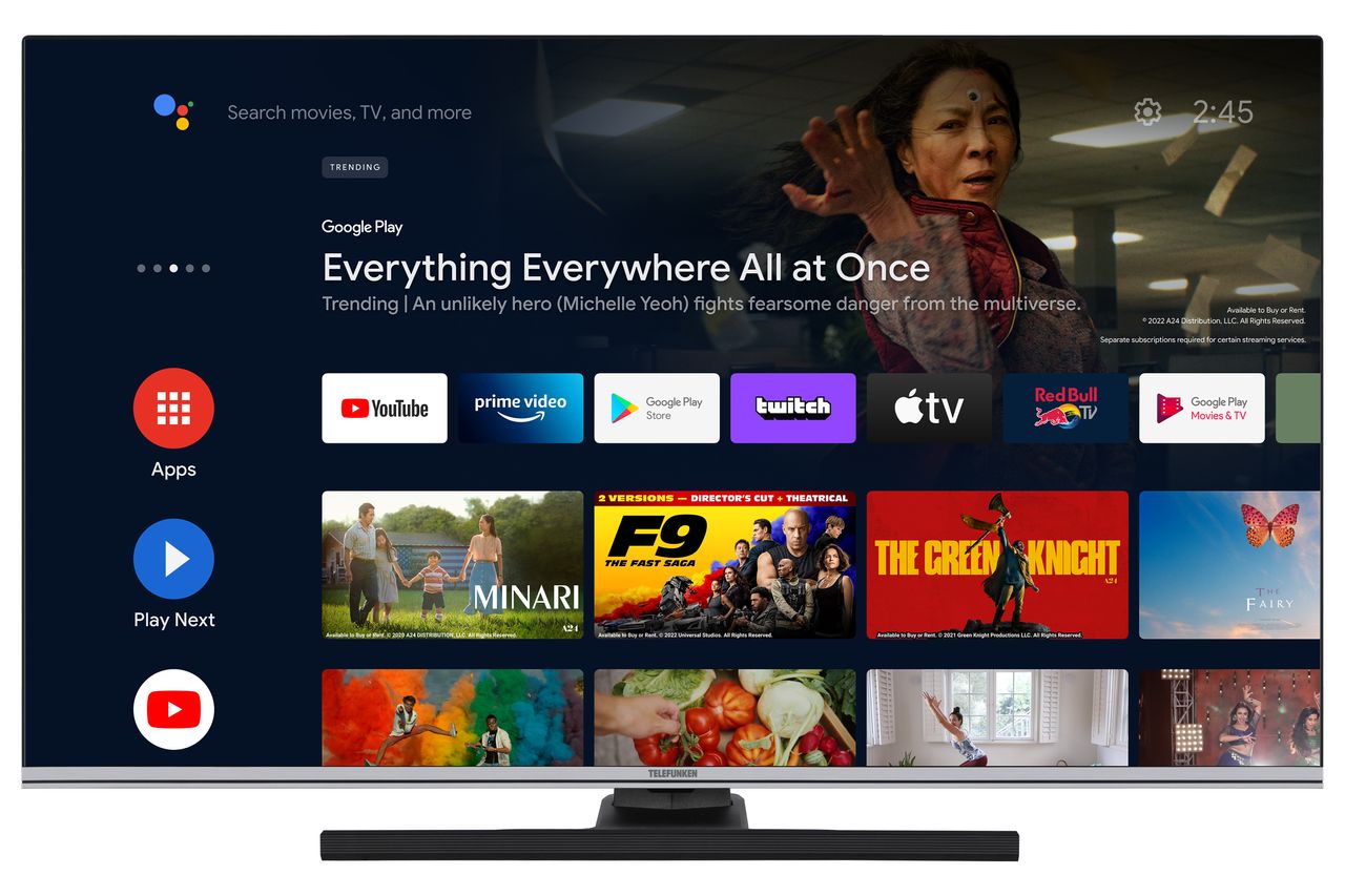 Telefunken QU43AN900M 43 Zoll QLED Fernseher / Android Smart TV (4K Ultra HD, HDR Dolby Vision)