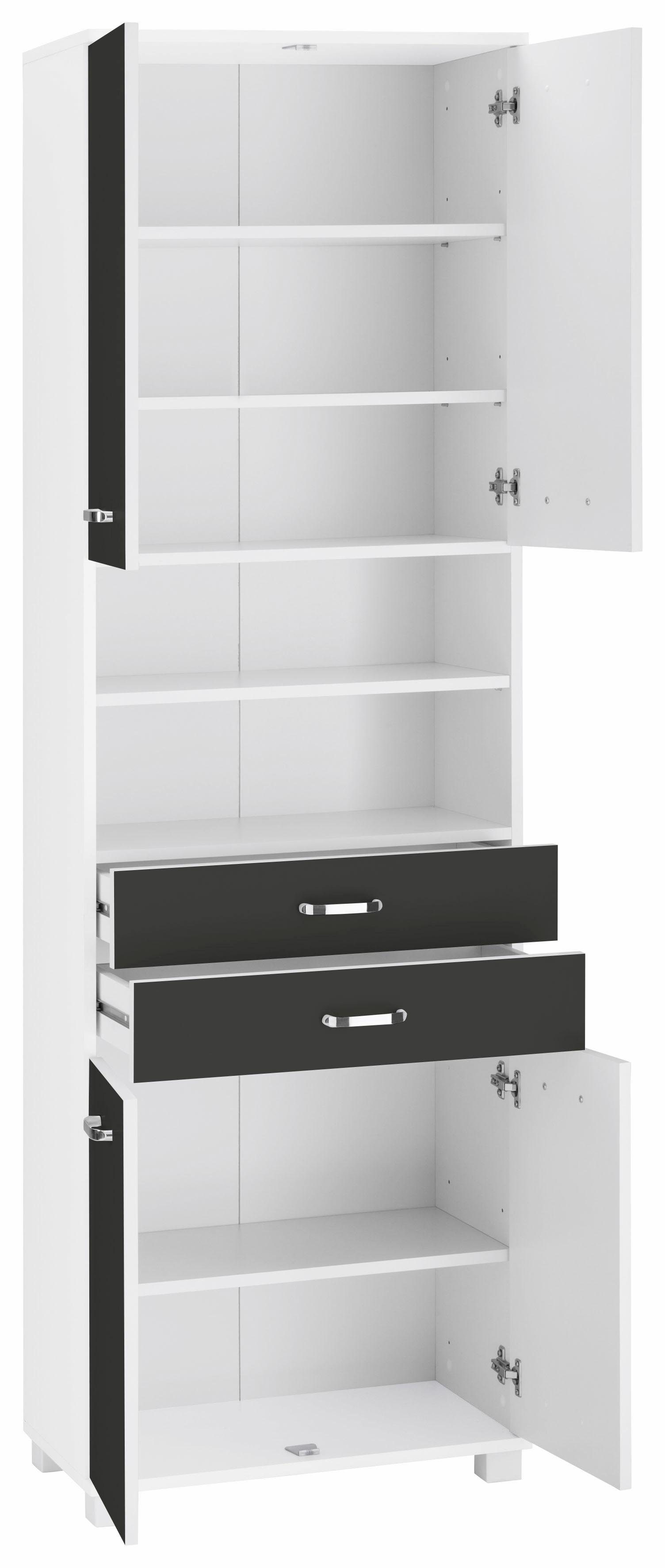 Schildmeyer Hochschrank Colli Breite 60 cm, Badezimmerschrank mit Metallgriffen, Ablageböden